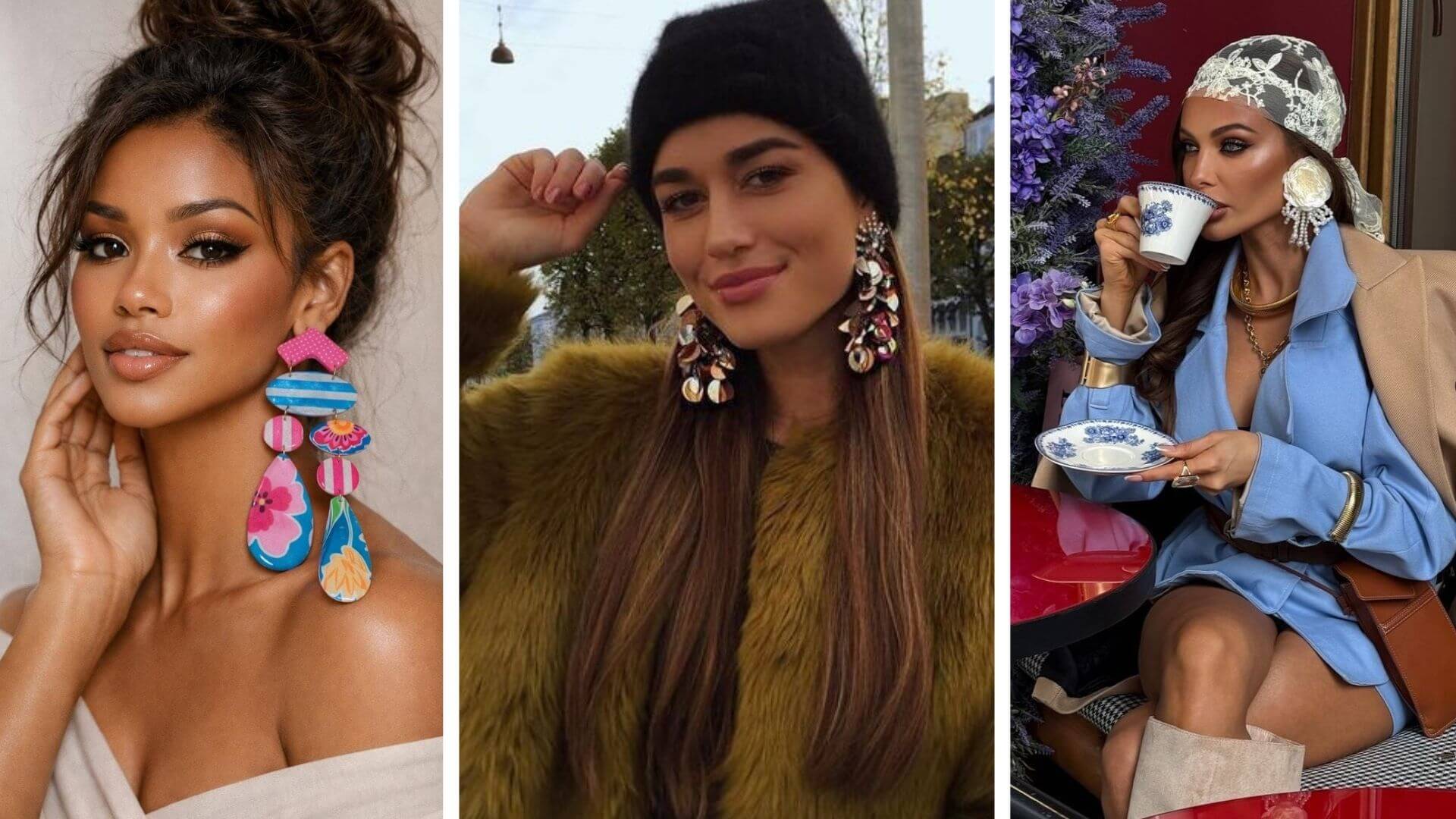 Büyük küpe kombinleri